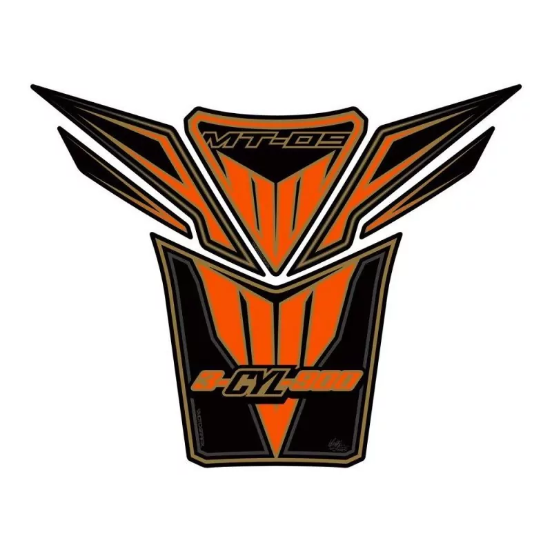 Motografix Yamaha MT-09 Black / Orange 3D Gel Tank Pad Protector TY022KOA