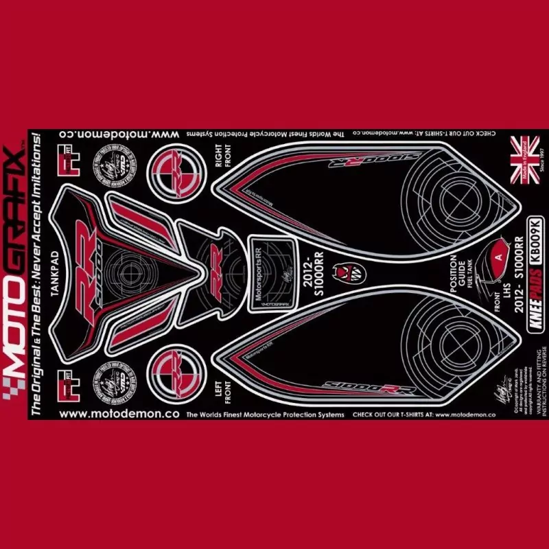 Motografix Tankschutz Knie Pads BMW S1000 RR 2012-2014 KB009K