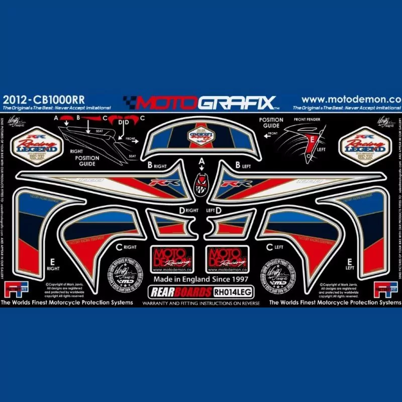 Motografix Steinschlagschutz hinten Honda CBR 1000 RR 2012-2016 RH014LEG