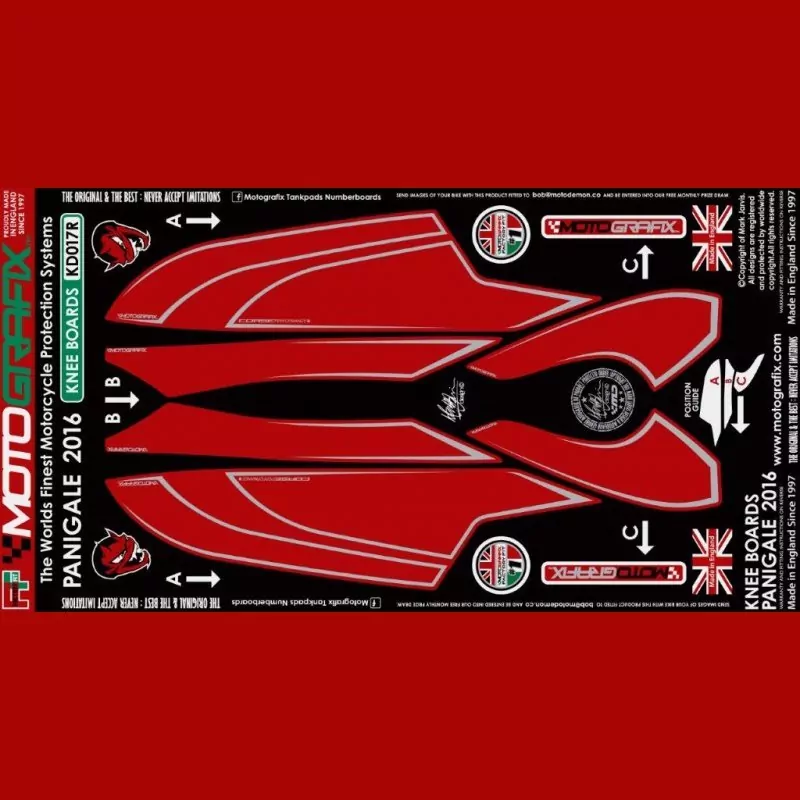 Motografix Tankschutz Knie Pads Ducati 959 / 1299 Panigale KD017R