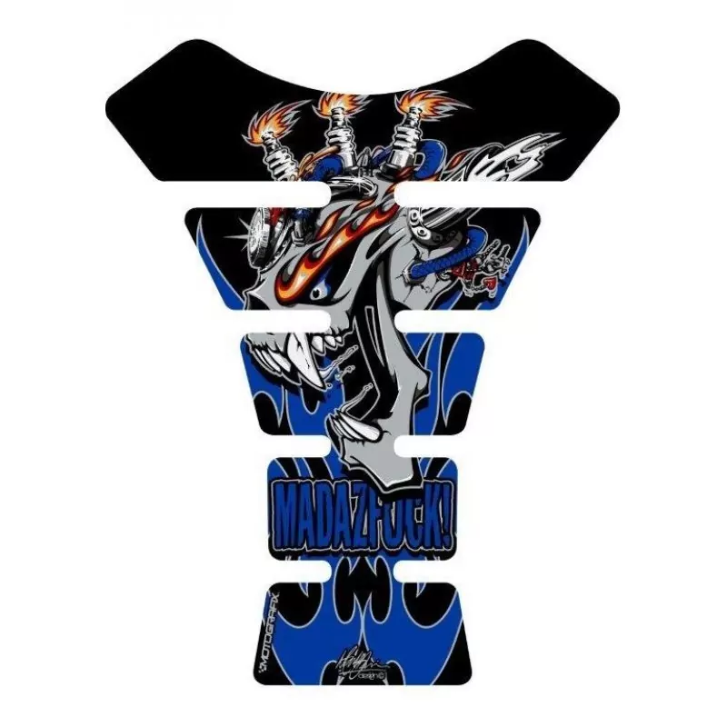 Motografix Mad Az F**K Gashead Blue 3D Gel Tank Pad Protector ST020B
