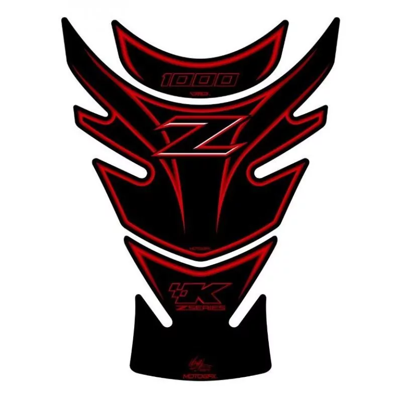 Motografix Kawasaki Z 1000 Black / Red 3D Gel Tank Pad Protector TK014R