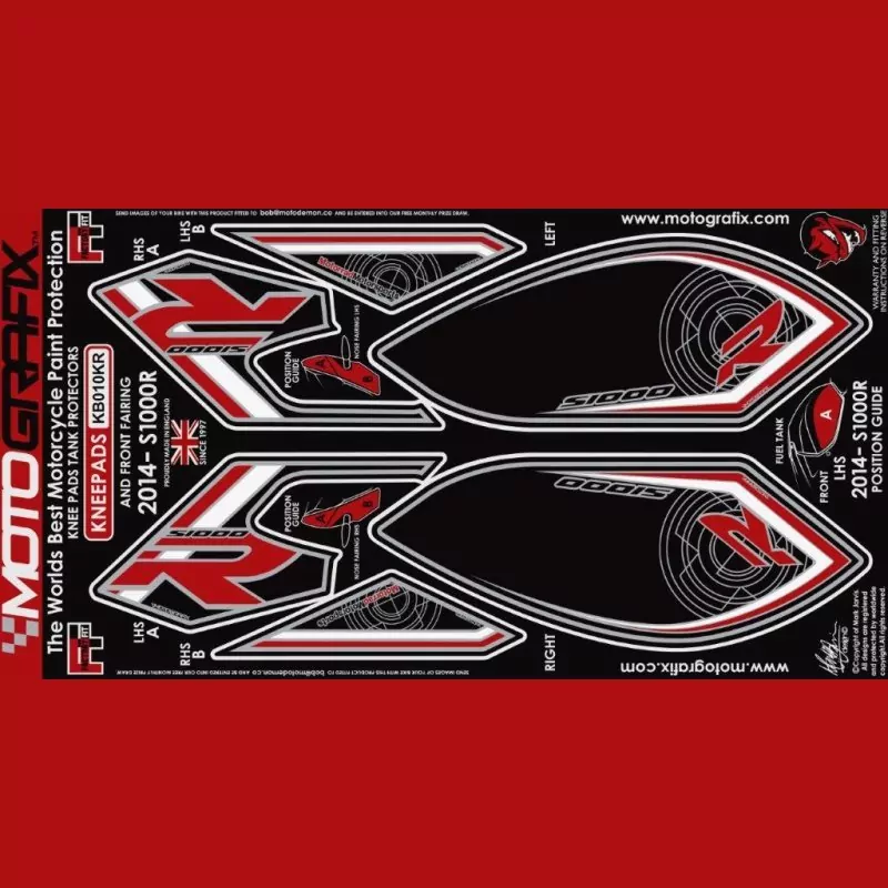 Motografix Front und Tankschutz Knie Pads BMW S 1000 R 2014-2016 KB010KR