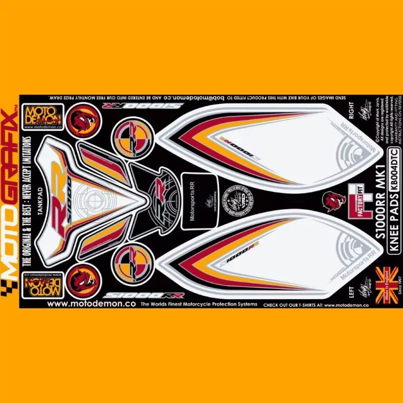 Motografix Tankschutz Knie Pads BMW S1000 RR 2009-2011 KB004DTC