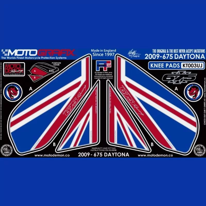Motografix Tankschutz Knie Pads Triumph Daytona 675 2009- KT003UJ