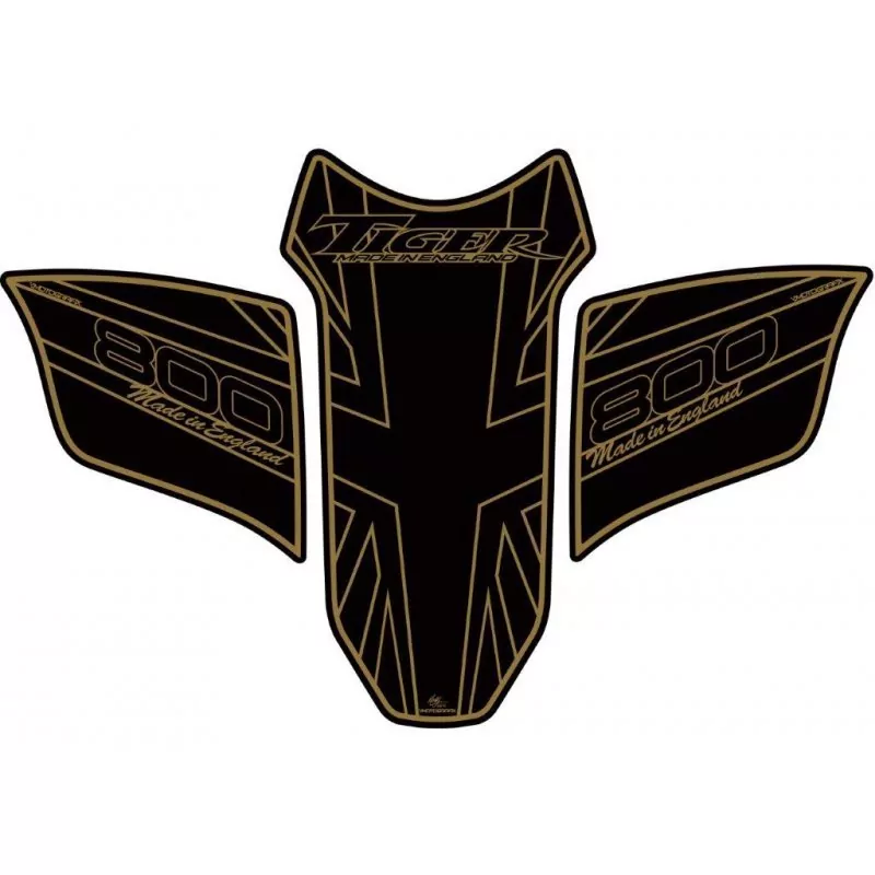 Motografix Triumph Tiger 800 Black Gold 3D Gel Tank Pad Protector TT018AJ
