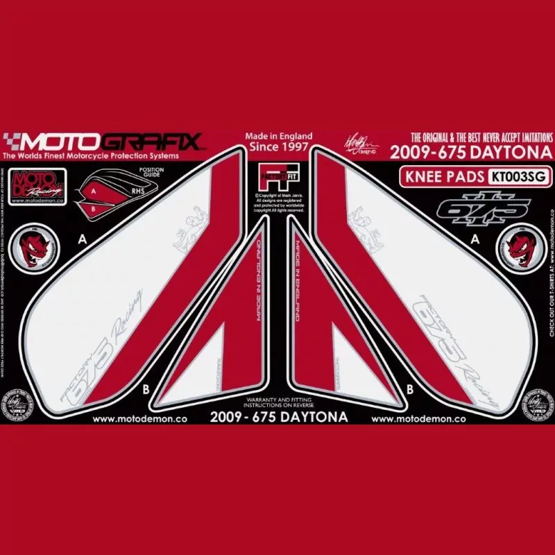 Motografix Tankschutz Knie Pads Triumph Daytona 675 2009- KT003SG