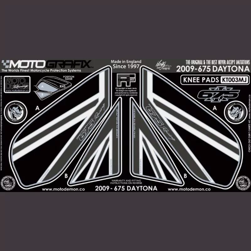 Motografix Tankschutz Knie Pads Triumph Daytona 675 2009- KT003MJ