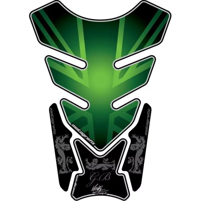 Motografix Great Britain - Union Jack Green 3D Gel Tank Pad Protector ST087G