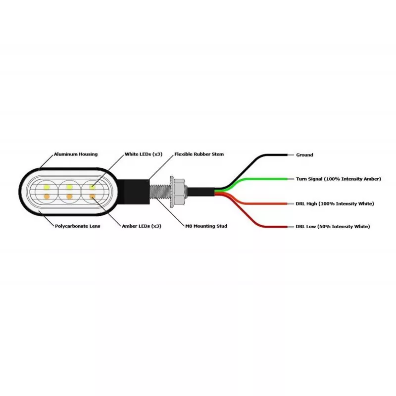 DENALI T3 Vordere Switchback / Lauflicht LED M8 Blinker (Paar)