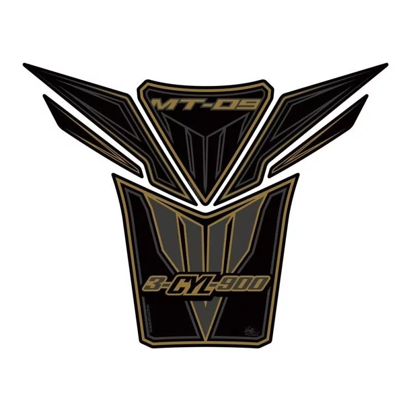 Motografix Yamaha MT-09 Black / Gold  3D Gel Tank Pad Protector TY022KA