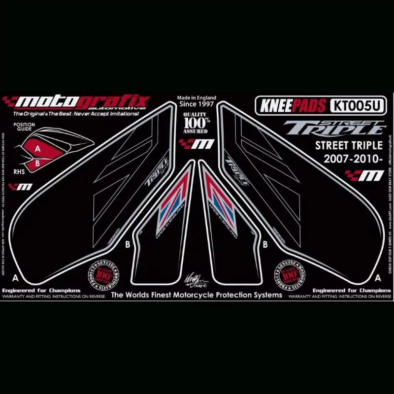 Motografix Tankschutz Knie Pads Triumph Street Triple 2007-2012 KT005U