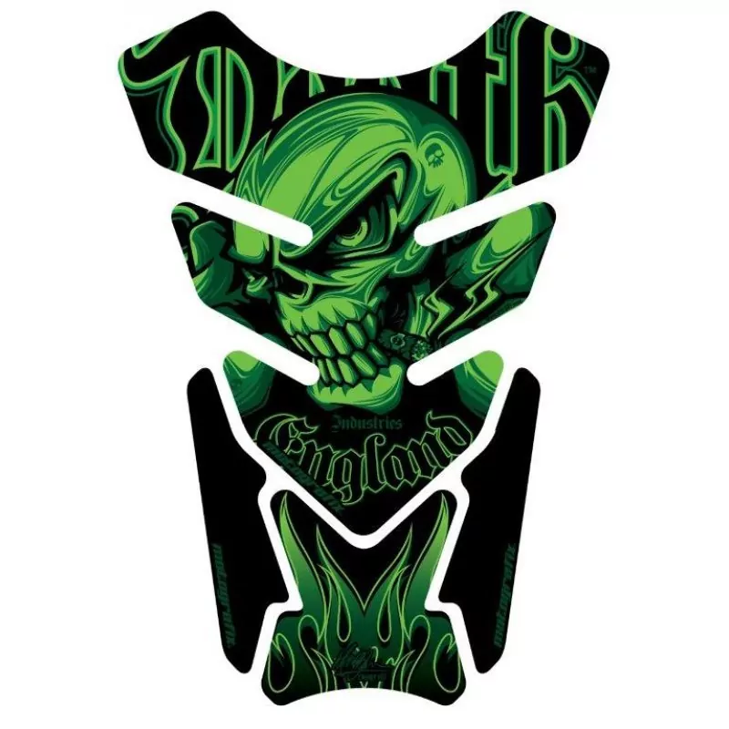 Motografix Death Skull Green 3D Gel Tankpad Protector ST075G