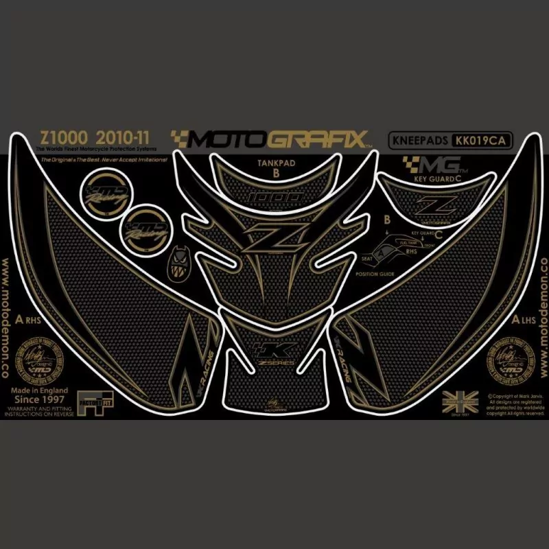 Motografix Tankschutz Knie Pads KAWASAKI Z1000 2010- KK019CA
