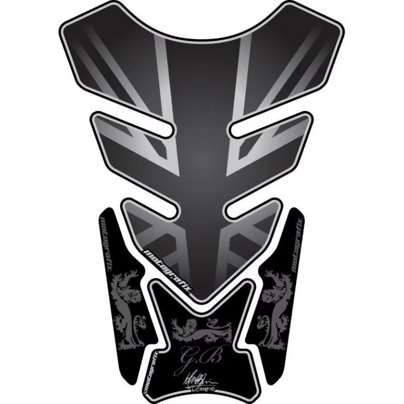 Motografix Great Britain - Union Jack Silver 3D Gel Tank Pad Protector ST087KS