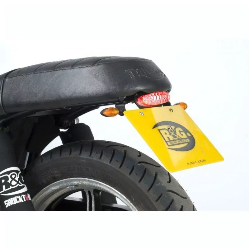 R&G Premium Kennzeichenhalter Triumph Scrambler 865 2006-2016 für Micro Blinker