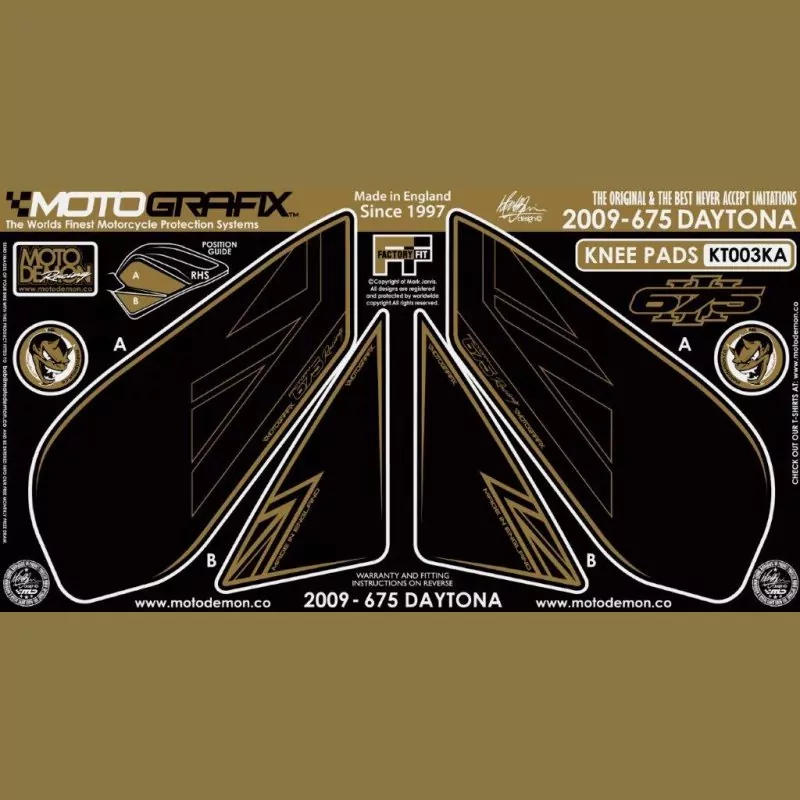Motografix Tankschutz Knie Pads Triumph Daytona 675 2009- KT003KA