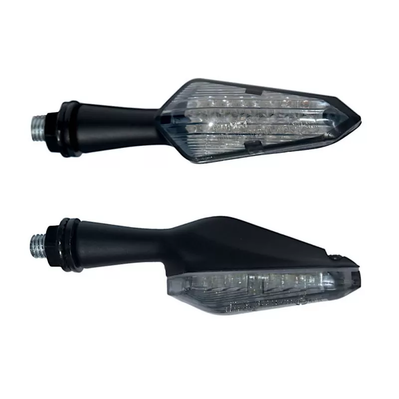 FAR Motorrad LED Blinker Arrow Dark Line Getönt | Aluminium | Paar | E-geprüft | M8