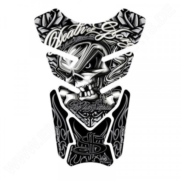 Motografix Death or Glory - Pay Up Stupid Silver / Black 3D Gel Tankpad Protector ST086K