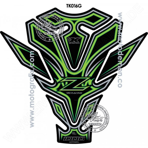 Motografix Kawasaki Z 1000 SX Green 3D Gel Tank Pad Protector TK016G