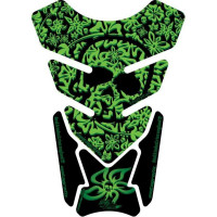 Motografix Hawaiian Aloha Skull Design Green 3D Gel Tankpad Protector Motografix Hawaiian Aloha Skull Design Green 3D Gel Tankpad Protector