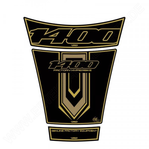 Motografix Suzuki GSX 1400 Black Gold 3D Gel Tank Pad Protector TS022KA