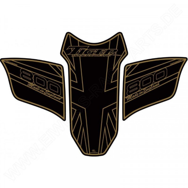 Motografix Triumph Tiger 800 Black Gold 3D Gel Tank Pad Protector TT018AJ