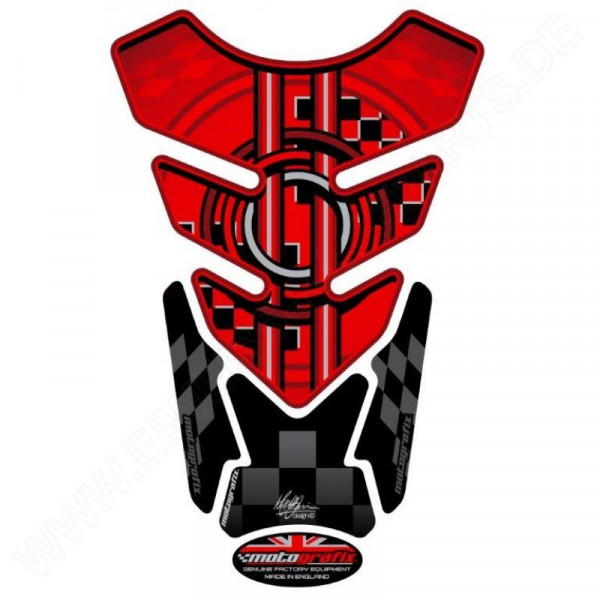 BMW Style Red / Black Universal 3D Gel Tank Pad Protector Motografix TB001R