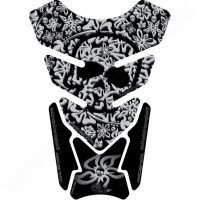 Motografix Hawaiian Aloha Skull Design Silber / Schwarz 3D Gel Tankpad Motografix Hawaiian Aloha Skull Design Silber / Schwarz 3D Gel Tankpad