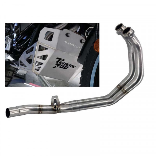 Yamaha Tenere 700 2019-2020, Decatalizzatore + Paracoppa Titanio, Decat pipe more titanium skid plat