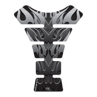 Motografix Tribal Hell Flame Silver / Black 3D Gel Tankpad Protector Motografix Tribal Hell Flame Silver / Black 3D Gel Tankpad Protector